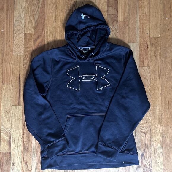 Under Armour Hoodie Men's S Black Small Loose Hooded Center Logo Sweatshirt - Picture 2 of 11